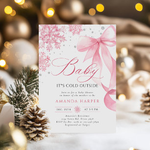 Baby It's Cold Outside Winter Bow Baby Shower Invitation