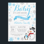 Baby Its Cold Outside Winter Boy Baby Shower Blue Invitation<br><div class="desc">Baby Its Cold Outside Winter Boy Baby Shower Invitation. Boy Baby Shower Invitation. Winter Holiday Baby Shower Invite. Blue and Grey Snowflakes. Snowman and White Background. For further customization,  please click the "Customize it" button and use our design tool to modify this template.</div>