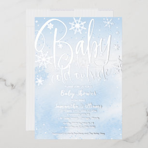 Baby It's Cold Outside Winter Boy Baby Shower Foil