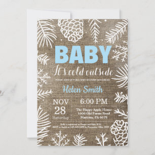 Baby its Cold Outside Winter Boy Baby Shower Invitation