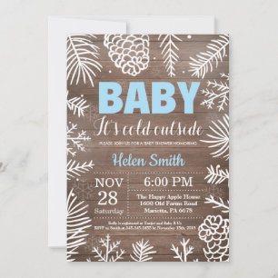 Baby its Cold Outside Winter Boy Baby Shower Invitation