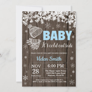 Baby its Cold Outside Winter Boy Baby Shower Invitation