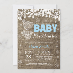 Baby its Cold Outside Winter Boy Baby Shower Invitation