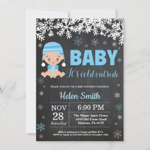 Baby its Cold Outside Winter Boy Baby Shower Invitation
