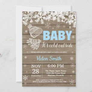 Baby its Cold Outside Winter Boy Baby Shower Invitation