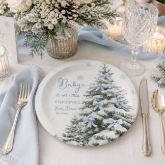 Baby It's Cold Outside Winter Boy Baby Shower Paper Plate