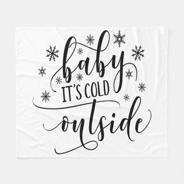 Baby Its Cold Outside Winter Christmas Holiday Fleece Blanket (Front (Horizontal))