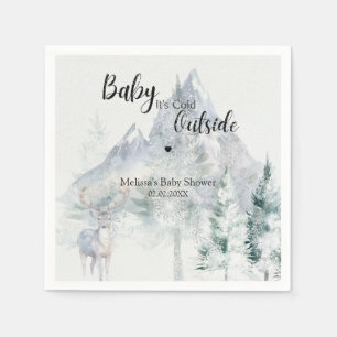 Baby Its Cold Outside Winter Evergreen Baby Shower Napkin