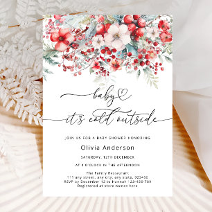 Baby it's Cold Outside Winter Floral Baby Shower Invitation