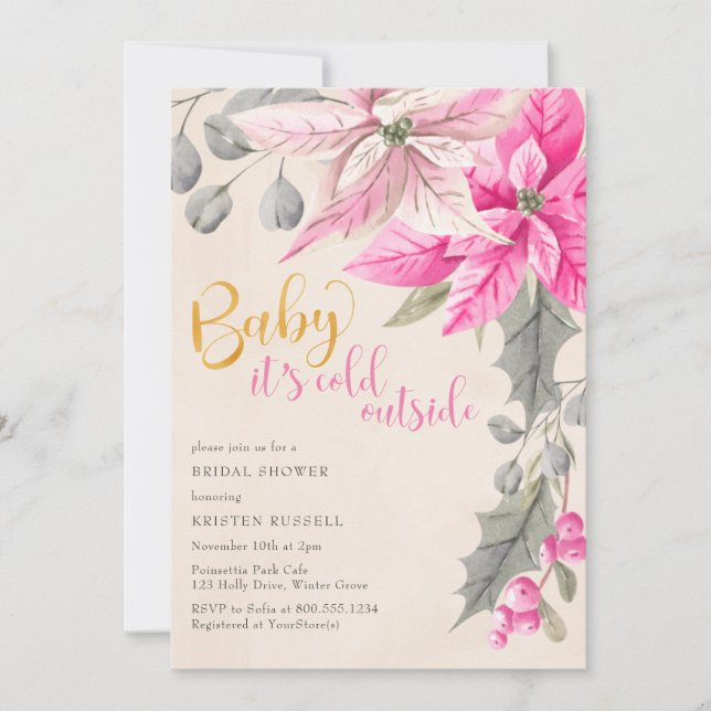 Baby it's Cold Outside Winter Floral Bridal Shower Invitation (Front)