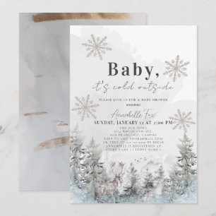 Baby It's Cold Outside Winter Forest Baby Shower Invitation