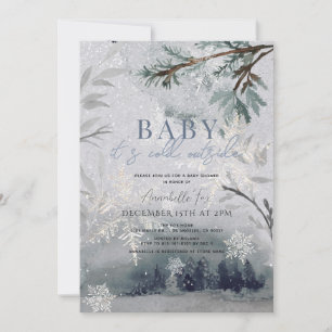 Baby It's Cold Outside Winter Forest Baby Shower Invitation