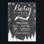 Baby its Cold Outside Winter Forest Baby Shower Invitation<br><div class="desc">Baby its Cold Outside Winter Baby Shower invitation. White Snowflake. Boy or Girl Baby Shower Invitation. Winter Holiday Baby Shower Invite. Chalkboard Background. Woodland Trees Forest Mountain. For further customization,  please click the "Customize it" button and use our design tool to modify this template.</div>