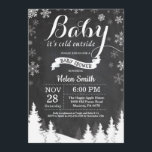 Baby its Cold Outside Winter Forest Baby Shower Invitation<br><div class="desc">Baby its Cold Outside Winter Baby Shower invitation. White Snowflake. Boy or Girl Baby Shower Invitation. Winter Holiday Baby Shower Invite. Chalkboard Background. Woodland Trees Forest Mountain. For further customization,  please click the "Customize it" button and use our design tool to modify this template.</div>