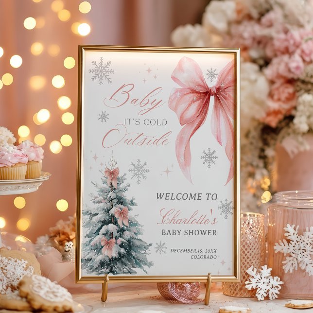 Baby it's cold outside Winter Girl Baby Shower Poster (Baby it's cold outside Winter Girl Baby Shower Poster)