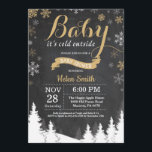 Baby its Cold Outside Winter Gold Baby Shower Invitation<br><div class="desc">Baby its Cold Outside Winter Baby Shower invitation. Gold and White Snowflake. Boy or Girl Baby Shower Invitation. Winter Holiday Baby Shower Invite. Chalkboard Background. Woodland Trees Forest Mountain. For further customization,  please click the "Customize it" button and use our design tool to modify this template.</div>