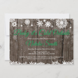Baby Its Cold Outside Winter Green Baby Shower Invitation
