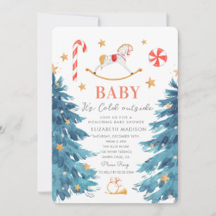 Baby its cold outside  winter holiday baby shower invitation