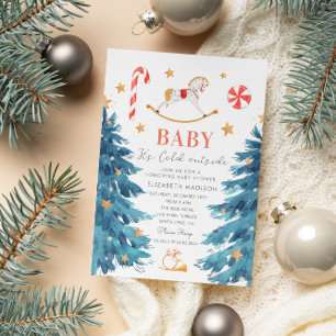 Baby its cold outside winter holiday baby shower invitation