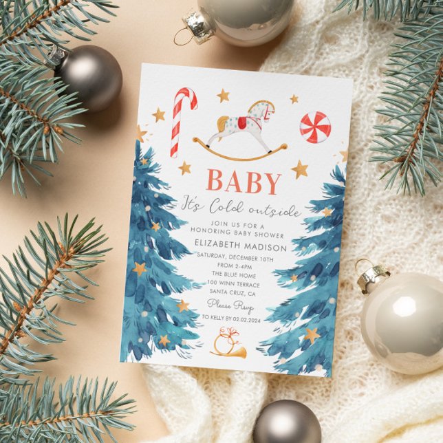 Baby its cold outside  winter holiday baby shower invitation (Creator Uploaded)