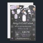 Baby its Cold Outside Winter Mason Jar Baby Shower Invitation<br><div class="desc">Baby its Cold Outside Winter Mason Jar Baby Shower Invitation.  Boy or Girl Baby Shower Invitation. Purple and White Snowflakes. Mason Jar. Floral Flowers. String Lights. Chalkboard Background. Black and White. For further customization,  please click the "Customize it" button and use our design tool to modify this template.</div>