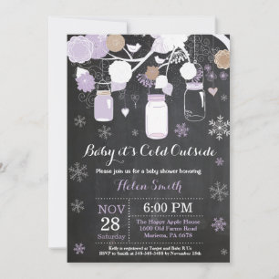 Baby its Cold Outside Winter Mason Jar Baby Shower Invitation