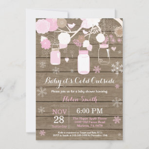 Baby its Cold Outside Winter Mason Jar Baby Shower Invitation