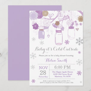 Baby its Cold Outside Winter Mason Jar Baby Shower Invitation