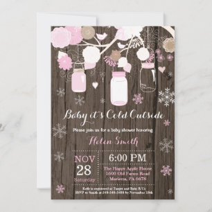 Baby its Cold Outside Winter Mason Jar Baby Shower Invitation