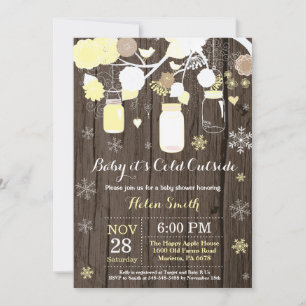 Baby its Cold Outside Winter Mason Jar Baby Shower Invitation