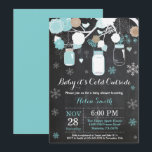 Baby its Cold Outside Winter Mason Jar Baby Shower Invitation<br><div class="desc">Baby its Cold Outside Winter Mason Jar Baby Shower Invitation.  Boy or Girl Baby Shower Invitation. Aqua and White Snowflakes. Mason Jar. Floral Flowers. String Lights. Chalkboard Background. Black and White. For further customization,  please click the "Customize it" button and use our design tool to modify this template.</div>