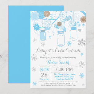 Baby its Cold Outside Winter Mason Jar Baby Shower Invitation