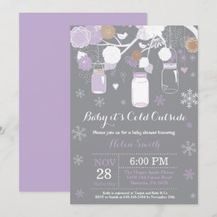 Baby its Cold Outside Winter Mason Jar Baby Shower Invitation