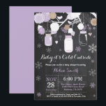Baby its Cold Outside Winter Mason Jar Baby Shower Invitation<br><div class="desc">Baby its Cold Outside Winter Mason Jar Baby Shower Invitation.  Boy or Girl Baby Shower Invitation. Purple and White Snowflakes. Mason Jar. Floral Flowers. String Lights. Chalkboard Background. Black and White. For further customization,  please click the "Customize it" button and use our design tool to modify this template.</div>