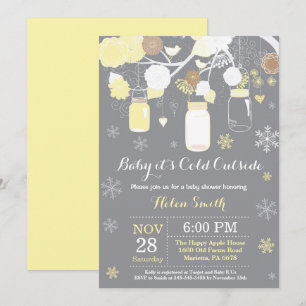 Baby its Cold Outside Winter Mason Jar Baby Shower Invitation