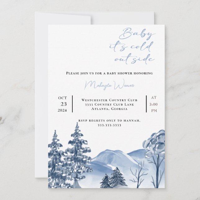 Baby It's Cold Outside Winter Mountain Baby Shower Invitation (Front)