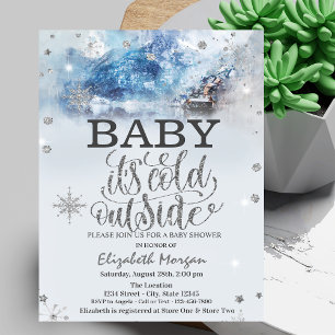 Baby It's Cold Outside Winter Mountain Lake  Invitation