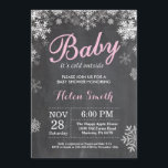 Baby its Cold Outside Winter Pink Girl Baby Shower Invitation<br><div class="desc">Baby its Cold Outside Winter Baby Shower invitation. Pink and White Snowflake. Girl Baby Shower Invitation. Winter Holiday Baby Shower Invite. Chalkboard Background. For further customization,  please click the "Customize it" button and use our design tool to modify this template.</div>