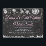 Baby Its Cold Outside Winter Pink Girl Baby Shower Invitation<br><div class="desc">Baby Its Cold Outside Winter Pink Girl Baby Shower Invitationn. Girl Baby Shower Invitation. Winter Holiday Baby Shower Invite. Pink and White Snowflakes. Chalkboard Background. For further customization,  please click the "Customize it" button and use our design tool to modify this template.</div>