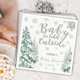 Baby it's Cold Outside Winter Silver Baby Shower Napkin