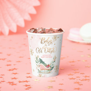 Baby It's Cold Outside Winter Sleigh Baby Shower Paper Cups