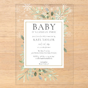 Baby Its Cold Outside Winter Snow Baby Shower Acrylic Invitations