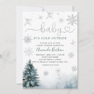 Baby It's Cold Outside Winter Snow Baby Shower Invitation