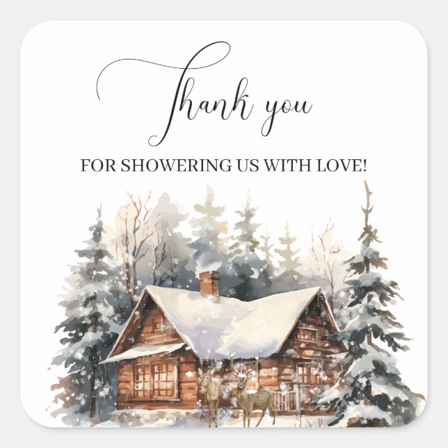 Baby It's Cold Outside Winter Snow  Thank You Square Sticker (Front)
