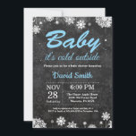 Baby its Cold Outside Winter Snowflake Baby Shower Invitation<br><div class="desc">Baby its Cold Outside Winter Snowflake Baby Shower Invitation. Boy Baby Shower. White and Blue Snowflake. Winter Holiday Baby Shower Invite. Chalkboard Background. Black and White. For further customization,  please click the "Customize it" button and use our design tool to modify this template.</div>