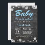 Baby its Cold Outside Winter Snowflake Baby Shower Invitation<br><div class="desc">Baby its Cold Outside Winter Snowflake Baby Shower Invitation. Boy Baby Shower. White and Blue Snowflake. Winter Holiday Baby Shower Invite. Chalkboard Background. Black and White. For further customization,  please click the "Customize it" button and use our design tool to modify this template.</div>