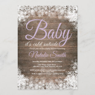Baby Its Cold Outside Winter Snowflake Baby Shower Invitation