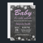 Baby its Cold Outside Winter Snowflake Baby Shower Invitation<br><div class="desc">Baby its Cold Outside Winter Snowflake Baby Shower Invitation. Girl Baby Shower. White and Purple Snowflake. Winter Holiday Baby Shower Invite. Chalkboard Background. Black and White. For further customization,  please click the "Customize it" button and use our design tool to modify this template.</div>