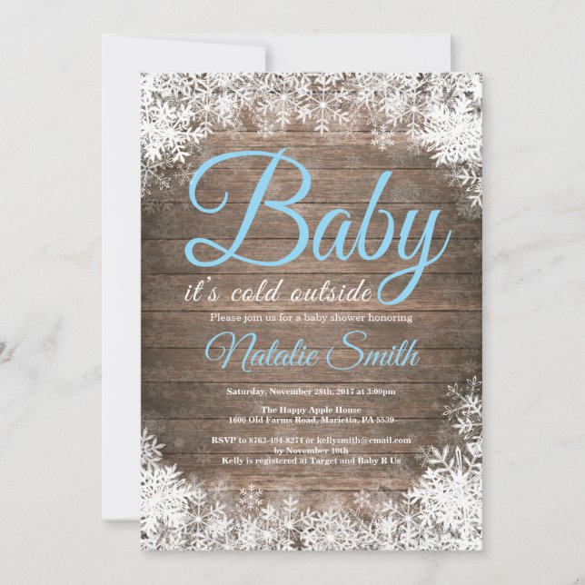 Baby Its Cold Outside Winter Snowflake Baby Shower Invitation (Front)