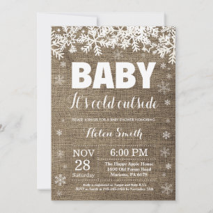 Baby its Cold Outside Winter Snowflake Baby Shower Invitation